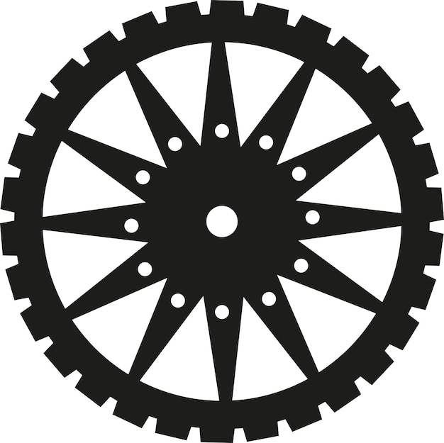 Ilustración vectorializada de una rueda de carro negra