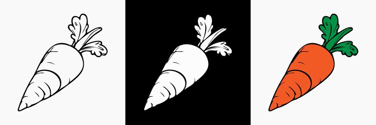 Ilustración vegana de la silueta vectorial de las zanahorias