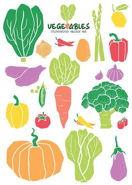 Vector ilustración de vegetales simplemente conjunto vectorial de forma