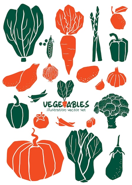 Vector ilustración de vegetales simplemente conjunto vectorial de forma