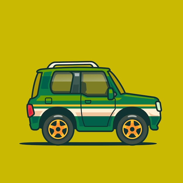 Vector ilustración de un vehículo fuera de carretera de mini suv de dibujos animados