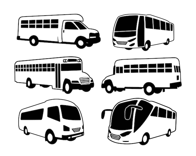 Ilustración de vehículo de transporte de autobús y autobús escolar