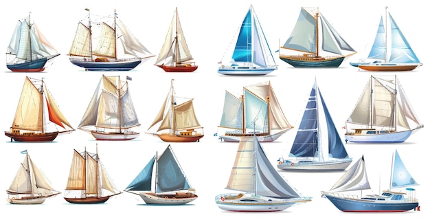 Vector ilustración de velero y buque y crucero