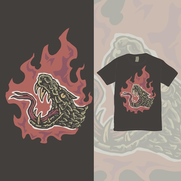 La ilustración de la vendimia de la cabeza de serpiente de llama