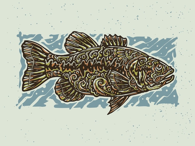 Ilustración de la vendimia del tatuaje tribal de los pescados bajos