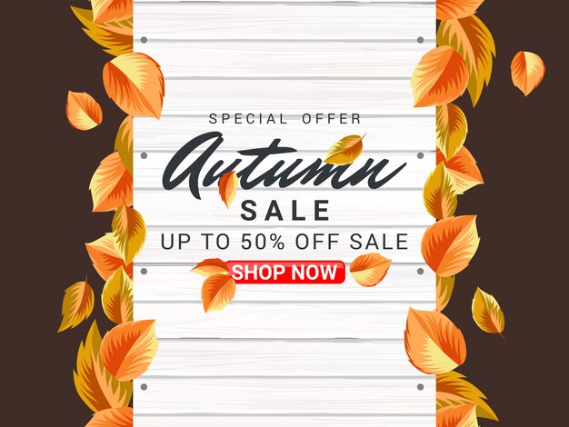 Vector ilustración de venta de cartel de otoño