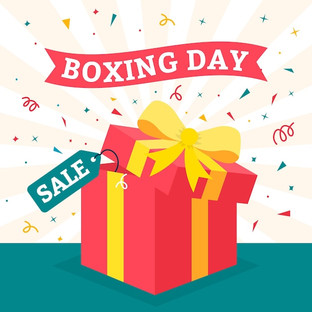 Ilustración de venta de día de boxeo plana