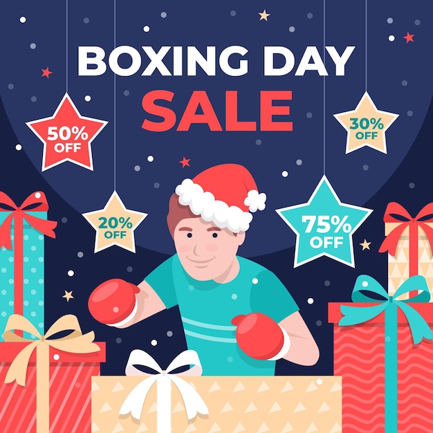 Ilustración de venta de día de boxeo plana