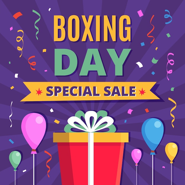 Ilustración de venta de día de boxeo plana