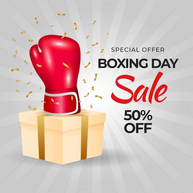 Vector ilustración de venta de día de boxeo realista
