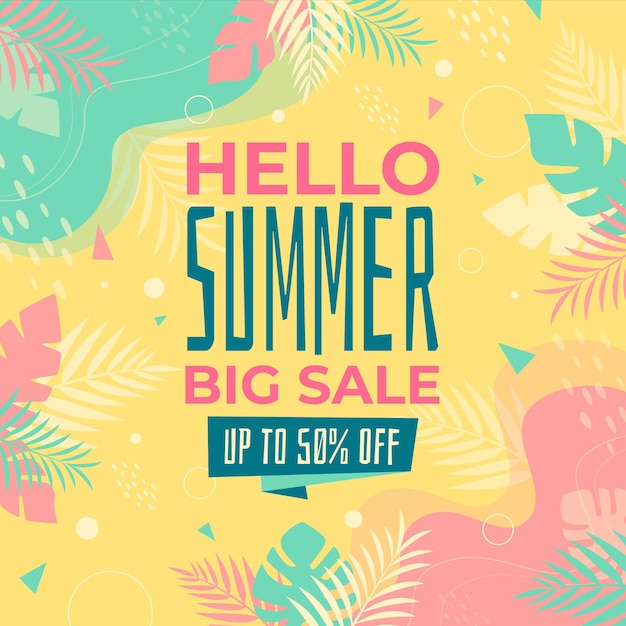 Vector ilustración de venta de verano hola plana