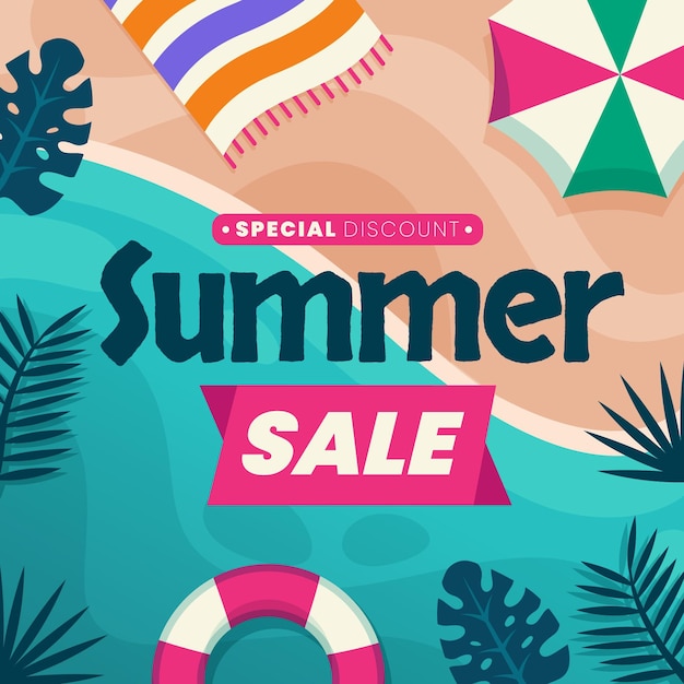 Ilustración de venta de verano plana