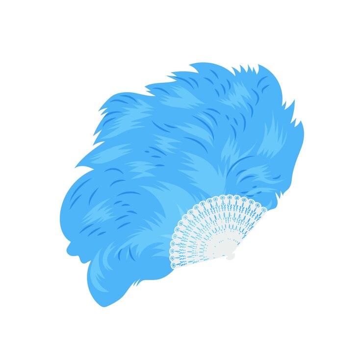 Vector ilustración del ventilador de plumas azules vectoriales