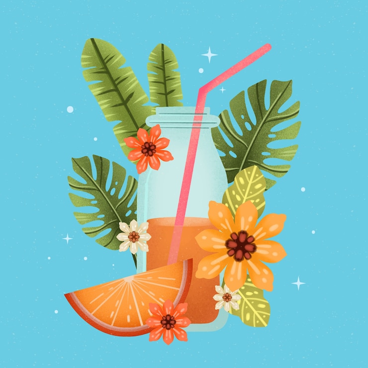 Vector ilustración de verano en acuarela