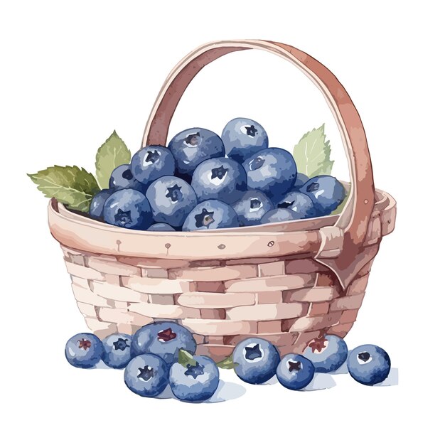 Una ilustración de verano brillante con la imagen de una canasta con moras