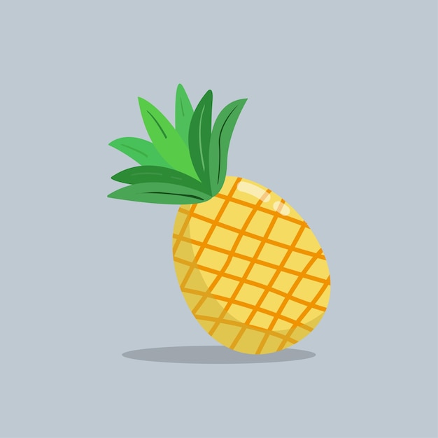 ilustración de verano de fruta de piña en diseño de vector plano