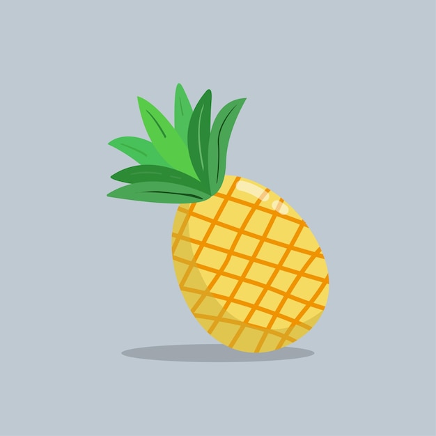 Ilustración de verano de fruta de piña en diseño de vector plano