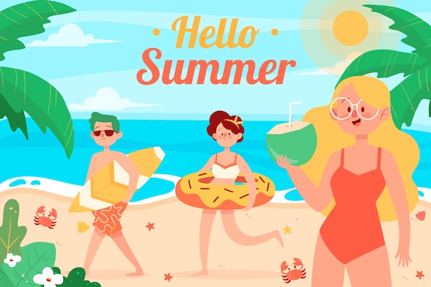 Vector ilustración de verano plana