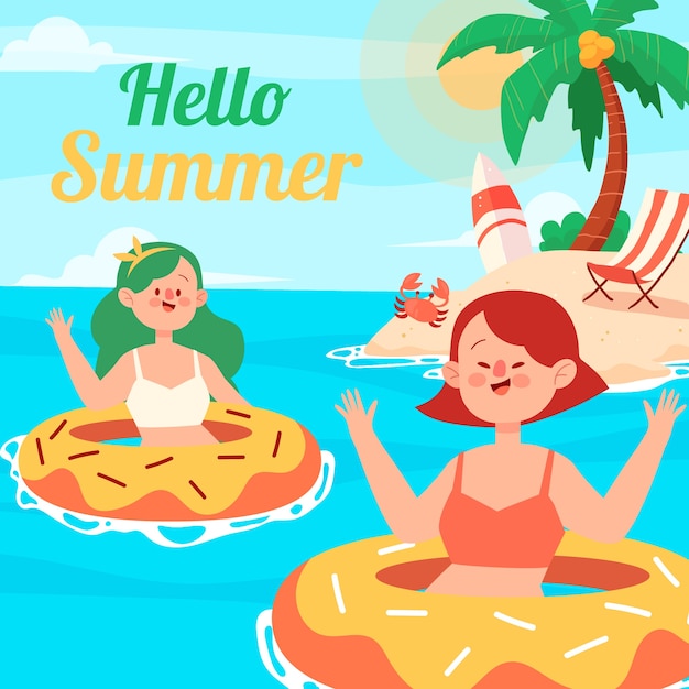 Ilustración de verano plana