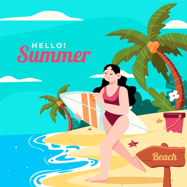 Ilustración de verano plana