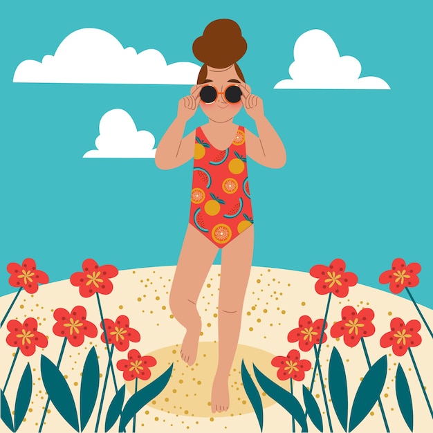 Vector ilustración de verano plana