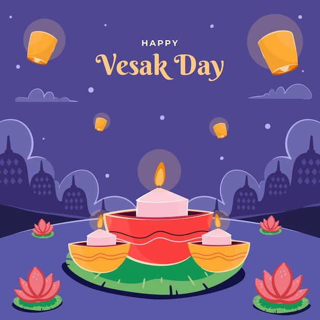 Ilustración de vesak plano