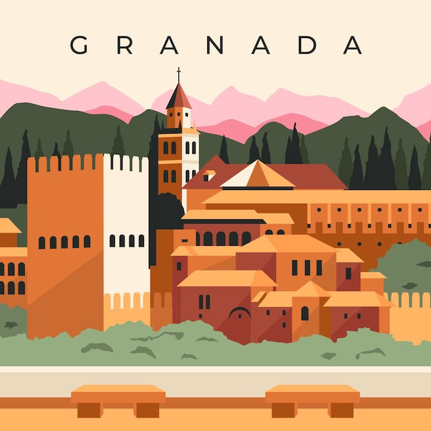 Ilustración de viaje de españa dibujado a mano