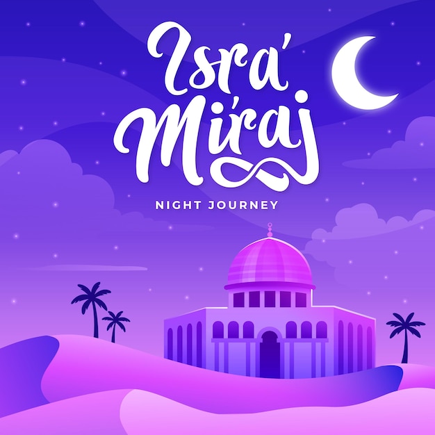 Ilustración del viaje nocturno de Isra y Miraj