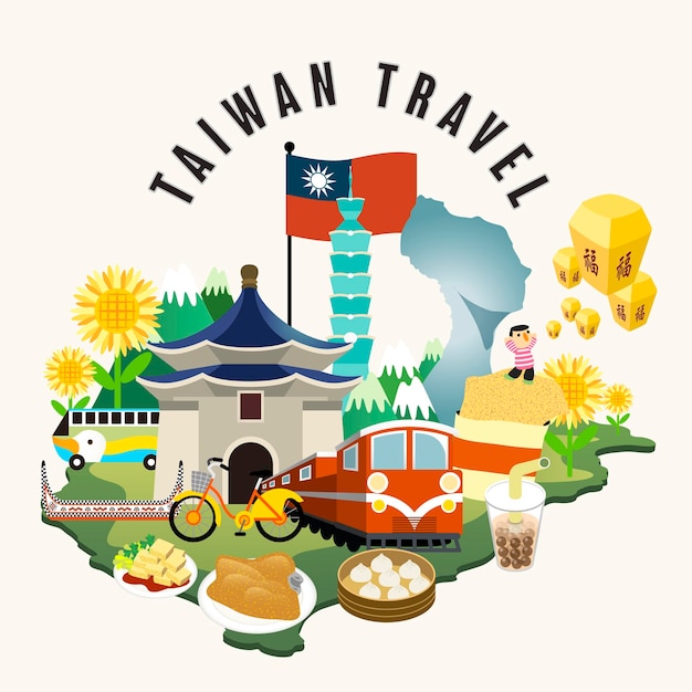 Vector ilustración de un viaje a taiwán