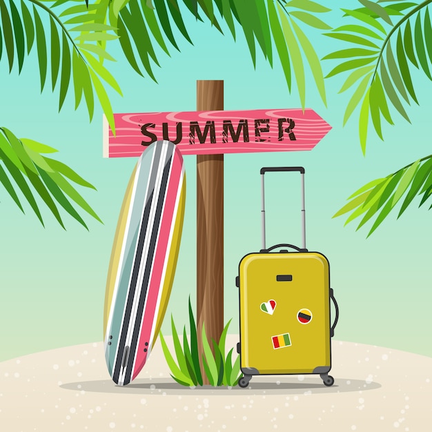 Vector ilustración de viaje de vacaciones de verano