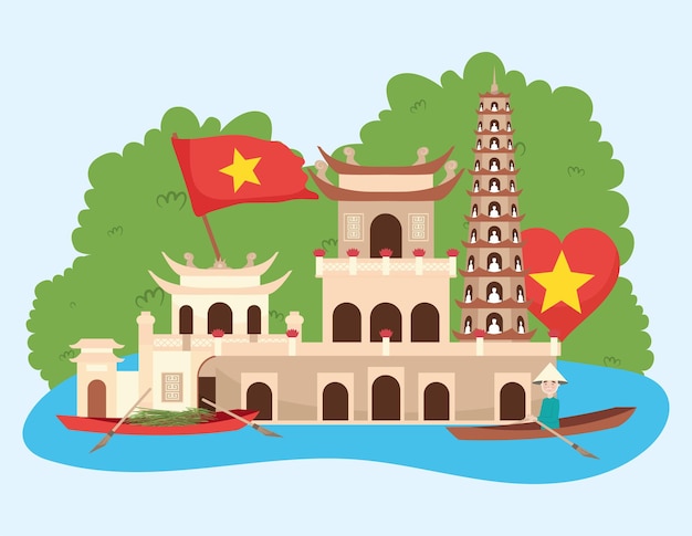 Vector ilustración de viaje de vietnam