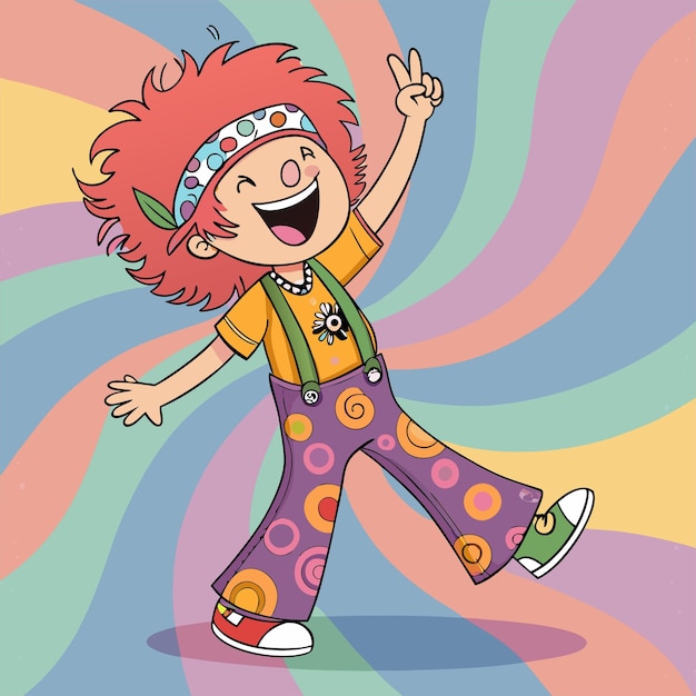Ilustración de vibraciones positivas dibujada a mano Groovy Cartoon 04