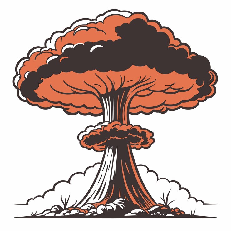 Ilustración vibrante y poderosa de una explosión nuclear