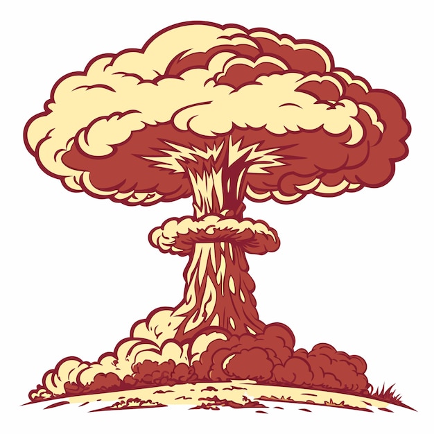Ilustración vibrante y poderosa de una explosión nuclear