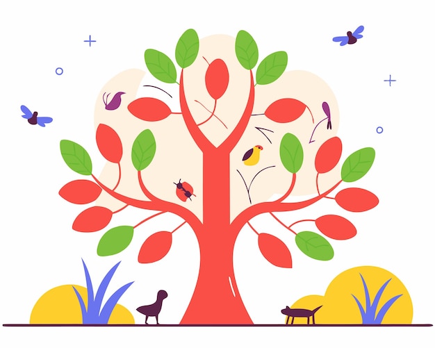 Ilustración de la vida de los árboles