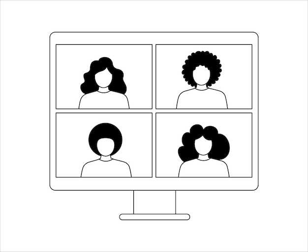 Ilustración de videoconferencia con personas en estilo plano