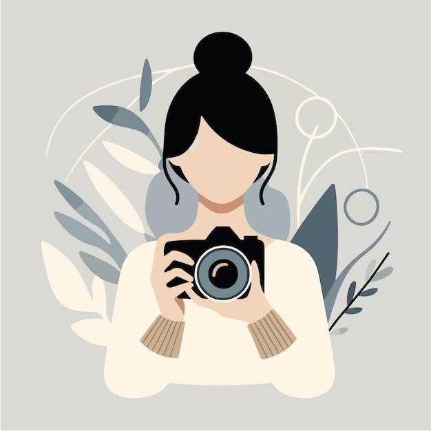 Ilustración de un videógrafo o cineasta El personaje lleva auriculares