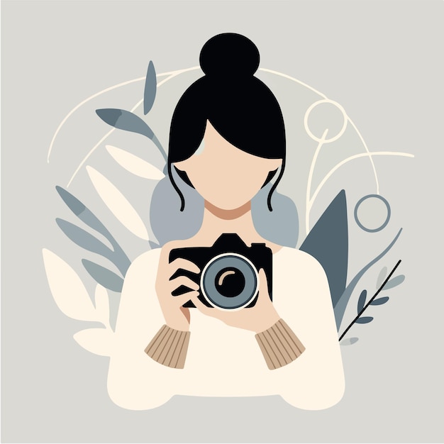 Vector ilustración de un videógrafo o cineasta el personaje lleva auriculares