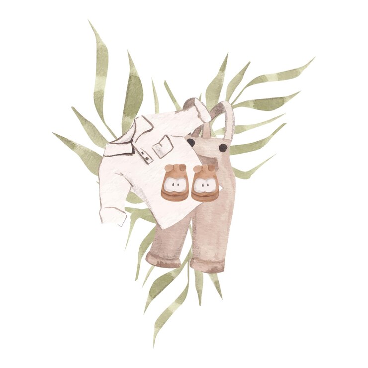 Ilustración vintage para diseño estampado baby shower boho ropa de bebé