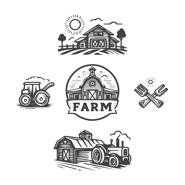 Ilustración Vintage Farm Logo