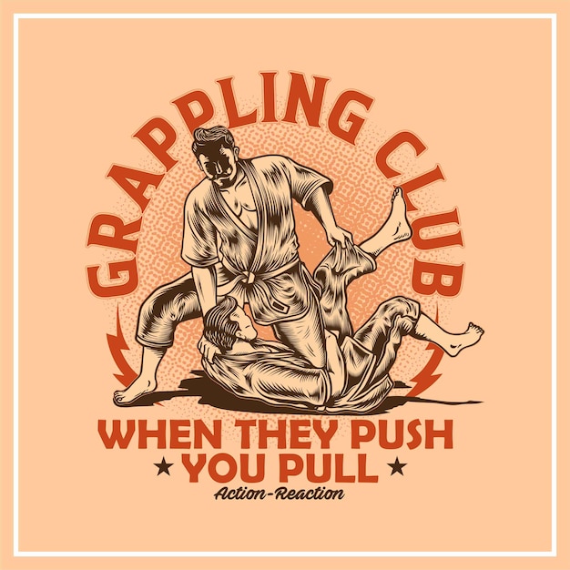 Ilustración vintage de grappling club
