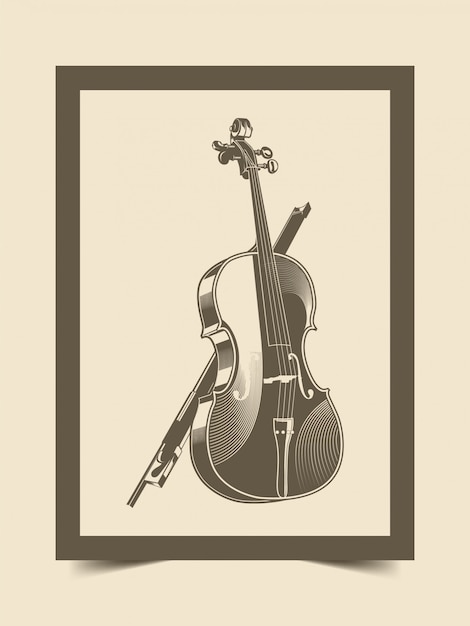Vector ilustración de viola con estilo vintage clásico