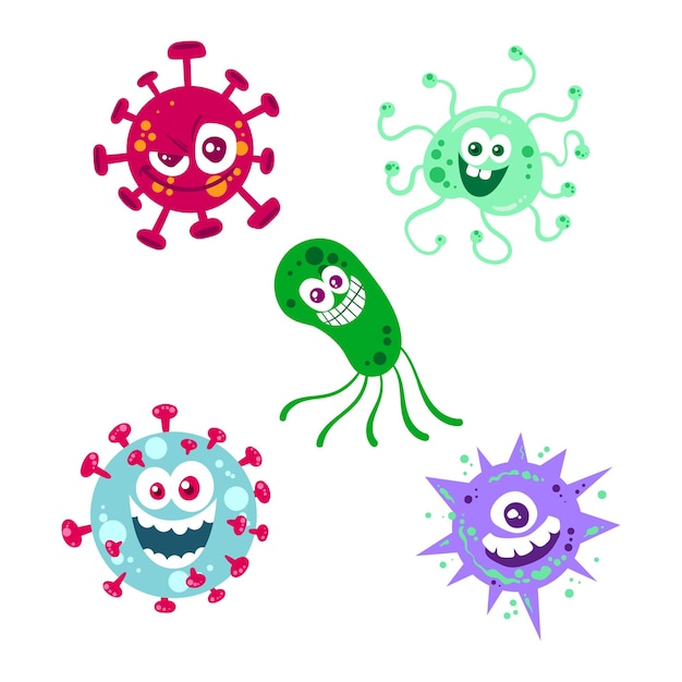 Vector ilustración de un virus muy lindo 2