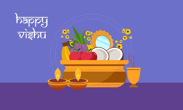 Ilustración de vishu feliz de diseño plano