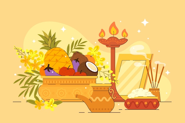 Vector ilustración de vishu plana