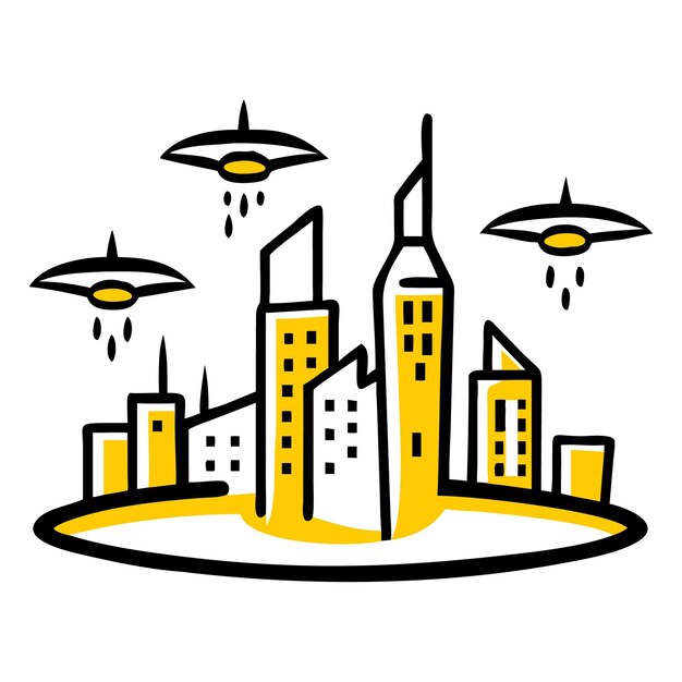 Ilustración de la vista de la ciudad