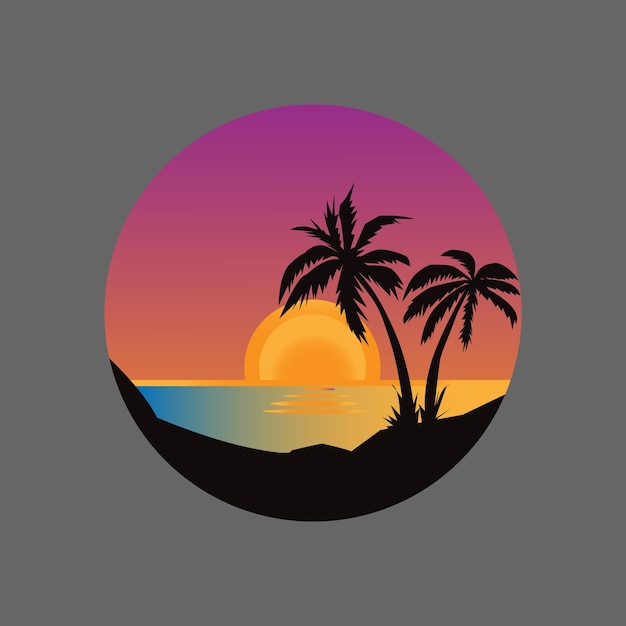 Ilustración de una vista del mar al atardecer