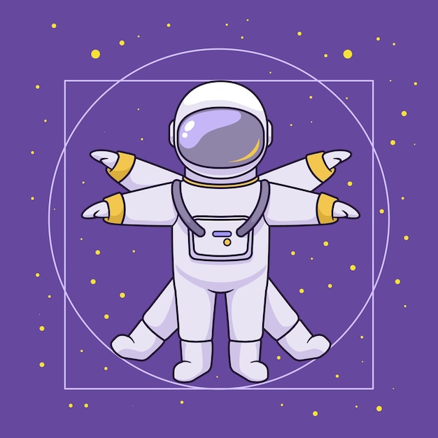 Ilustración de vitruvio, concepto espacial de astronauta