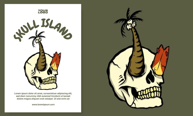 Vector ilustración de volantes de carteles de la isla de la calavera