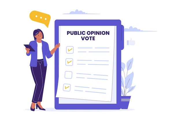 Ilustración de la votación de la opinión pública y la encuesta en línea